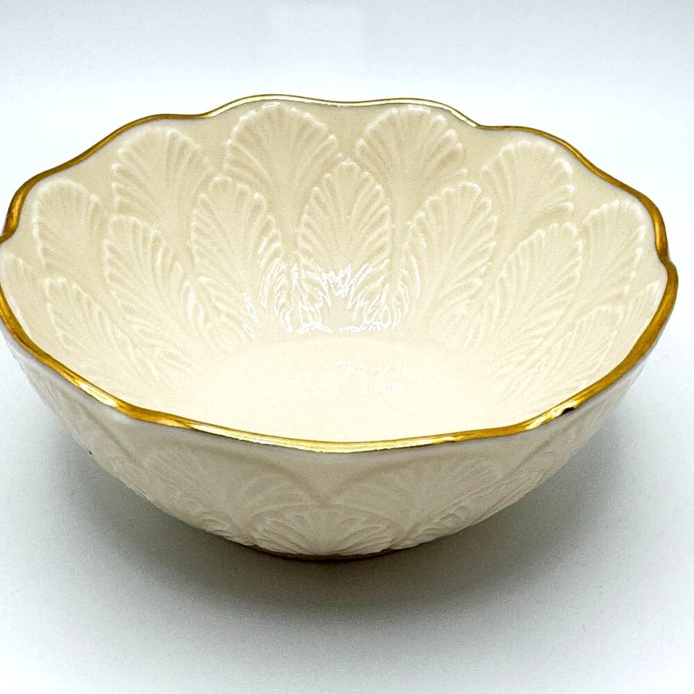 Lenox Greenfield Collection Bon Bon Bowl Gold Trim 4.5" Cream Discontinued